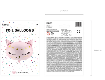 XL Folienballon Figur - Rosa Katze - 48cm x 36cm